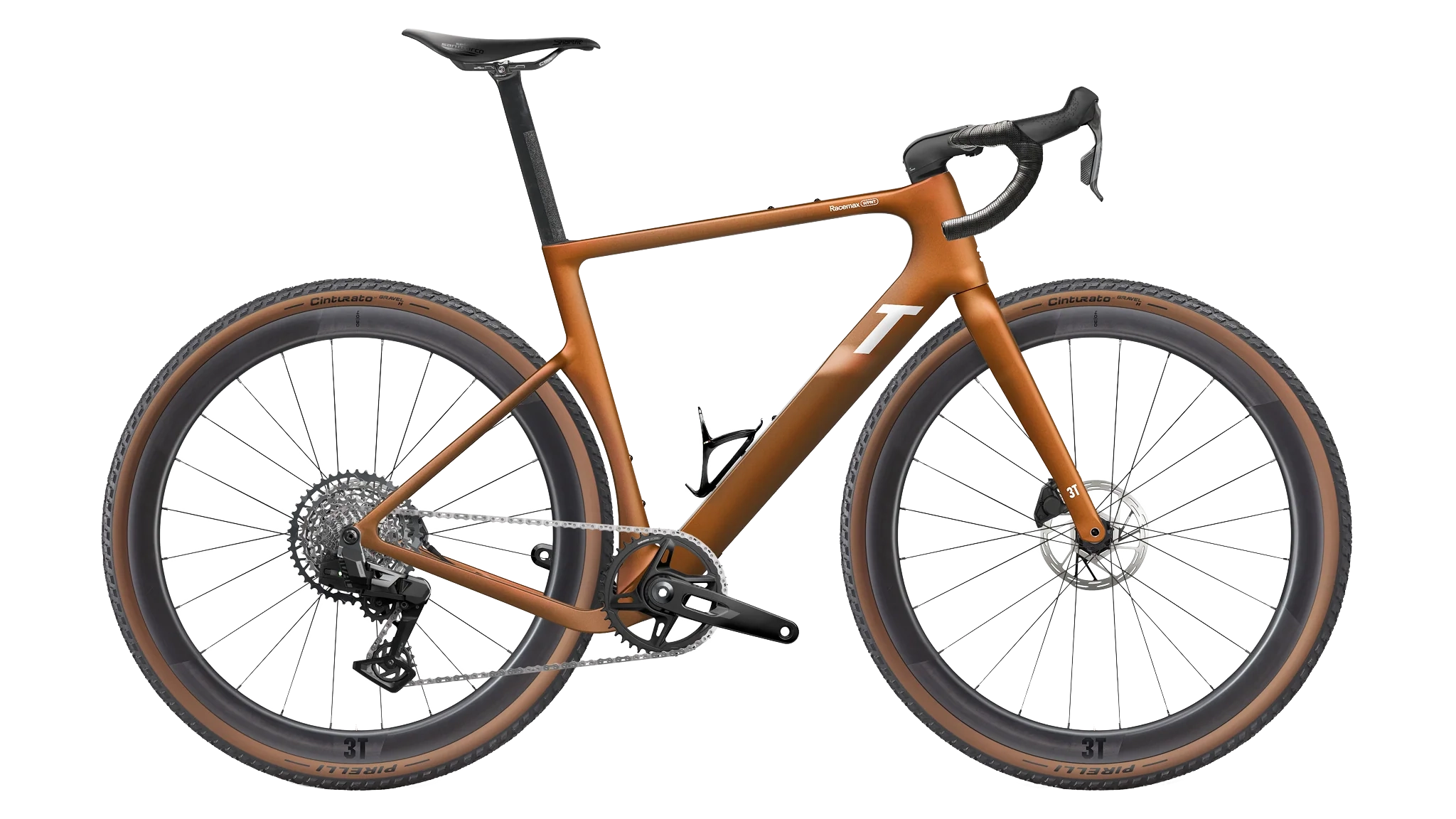 3T Racemax WPNT Gravelbike in bronzefarben mit SRAM Rival XPLR AXS 1x13, Discus 40|30 Laufrädern und Scheibenbremsen