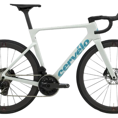 Cervélo Soloist Force AXS Rennrad in heller ‚Cloud Break‘ Lackierung, kompletter Rahmen, Scheibenbremsen und Carbon-Laufräder